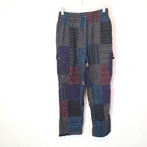 Vtg Choice One Size Patchwork Cargo Pants Boho Hippie Festival Grunge Wide Leg